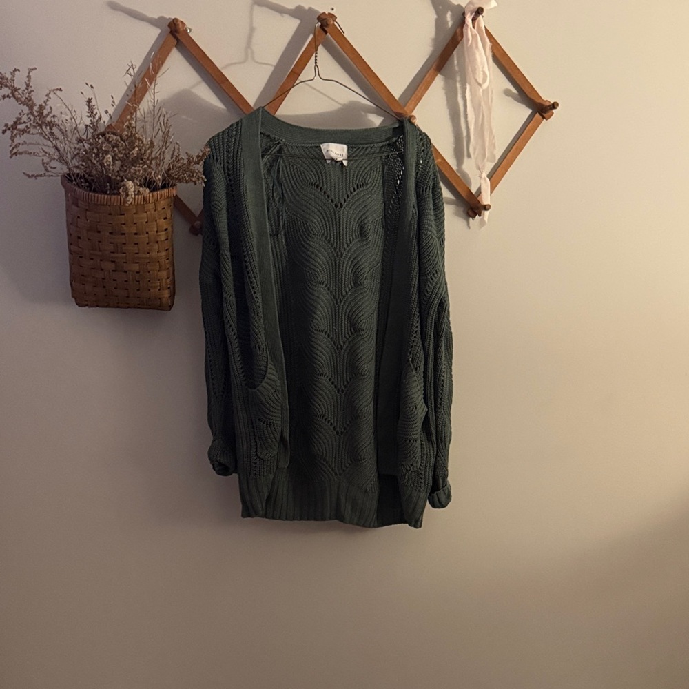 Pink Rose Forest Green Cardigan